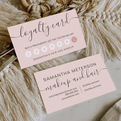 elegant typography trendy blush pink loyalty card