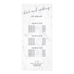 elegant typography trendy white marble hair makeup rack card