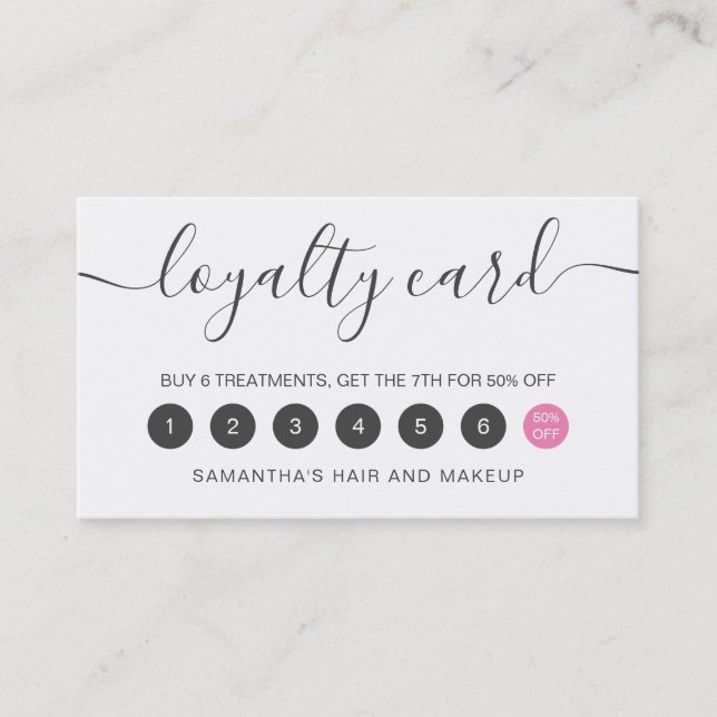 elegant typography trendy white simple minimalist loyalty card (Front)