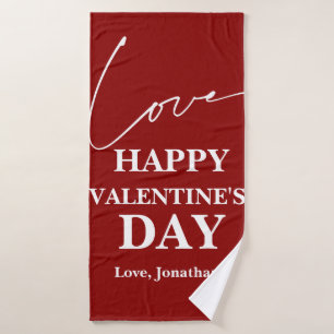 Elegant Typography Valentines day couple Bath Towel Set