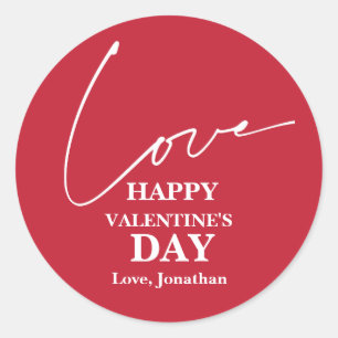 Elegant Typography Valentines day couple Classic Round Sticker