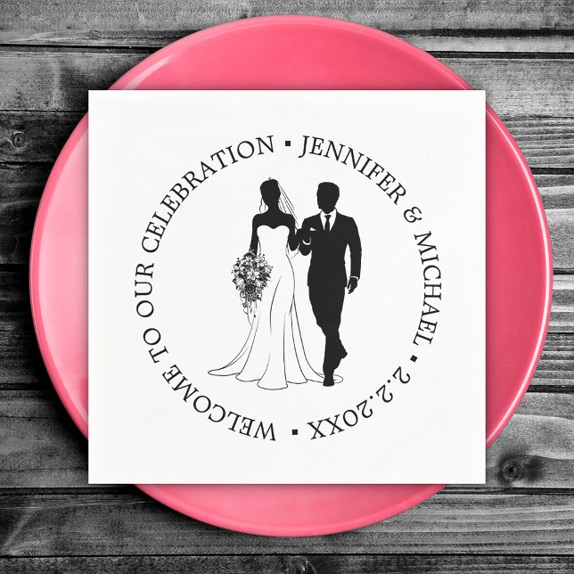 elegant typography wedding couple black white napkins (Creator Uploaded)