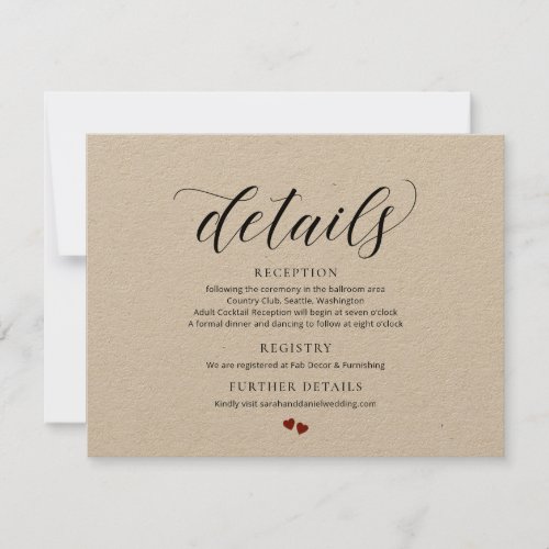 Elegant Typography Wedding Details Enclosure Card