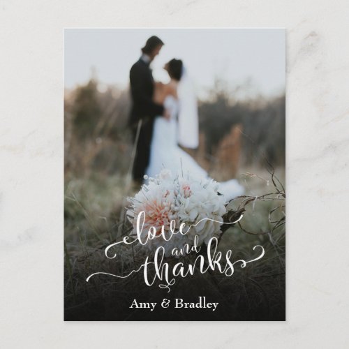 Elegant Typography Wedding Love and Thanks Postcard