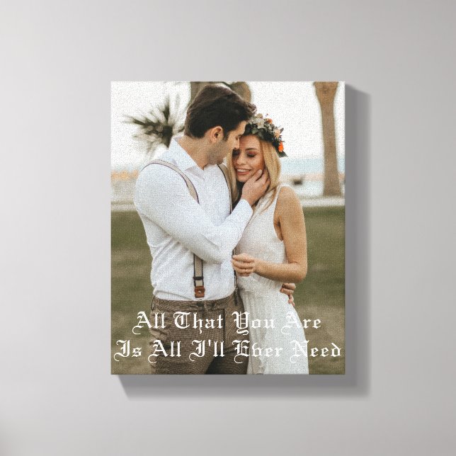 elegant typography wedding photo anniversary canvas print (Front)