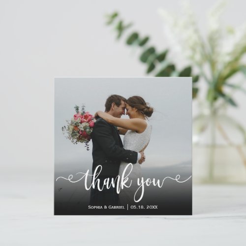 Elegant Typography Wedding Photo Thank You Card