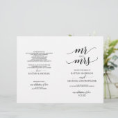 Elegant Typography Wedding Programs in Black 2 (Standing Front)