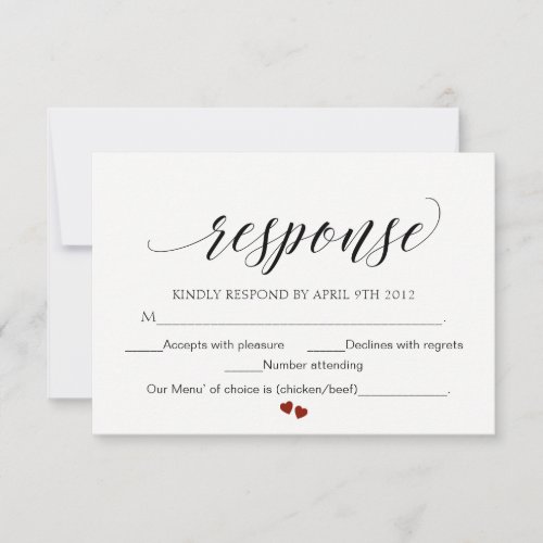 Elegant Typography Wedding Response Card Script RS