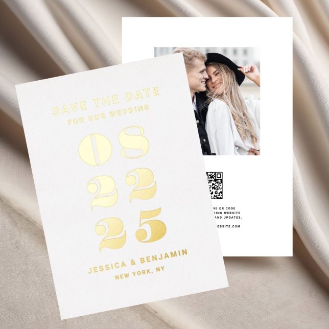 Elegant Typography Wedding Save The Date Gold Foil Invitation (Elegant Typography Wedding Save The Date Gold Foil Invitation)