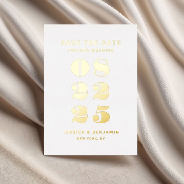 Elegant Typography Wedding Save The Date Gold Foil Invitation (Elegant Typography Wedding Save The Date Gold Foil Invitation)