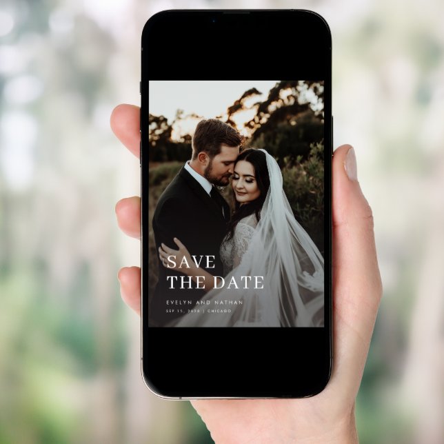 Elegant Typography Wedding Save The Date Photo Invitation (Front Digital)