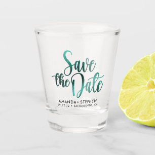 Elegant Typography Wedding Save The Date Shot Glass