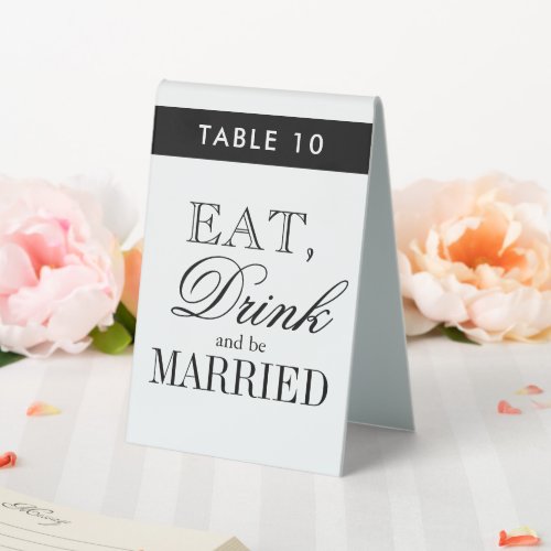 Elegant typography wedding table number tent signs