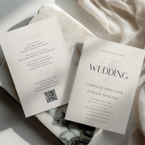 Elegant Typography Wedding with QR Code Invitation