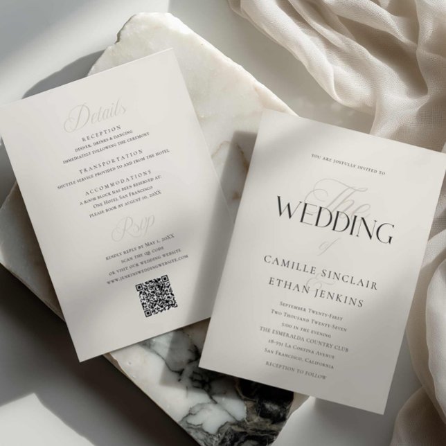 Elegant Typography Wedding with QR Code Invitation (Modern Editorial Wedding Invitation)