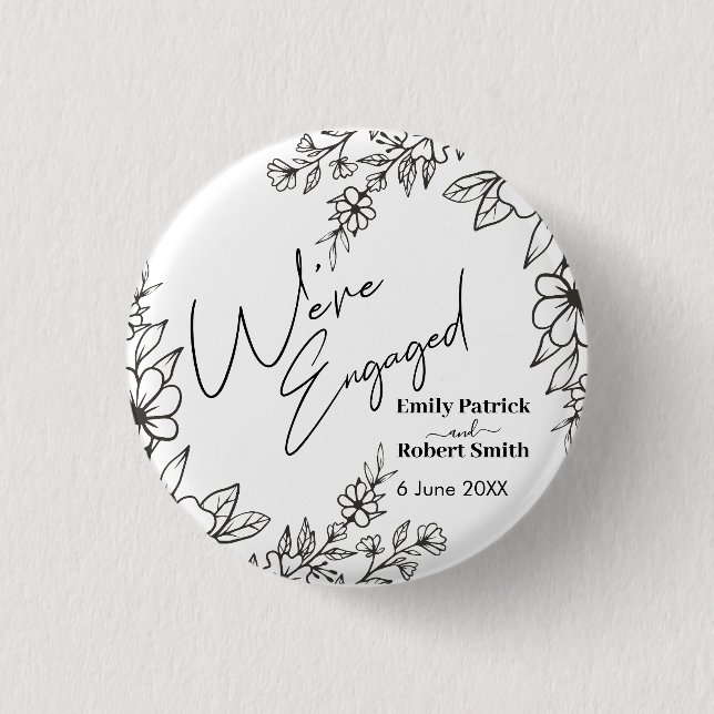 Elegant Typography we're engaged Button (Front)