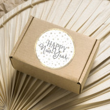 Elegant Typography White Grey Stars Happy New Year