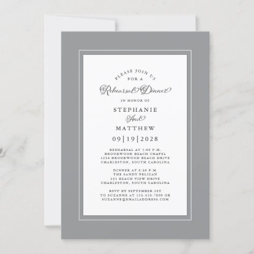 Elegant Ultimate Gray Wedding Rehearsal Dinner Invitation