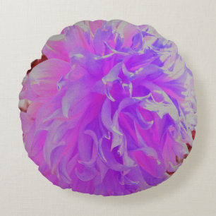 Elegant Ultra-Violet Decorative Dahlia Flower Round Pillow