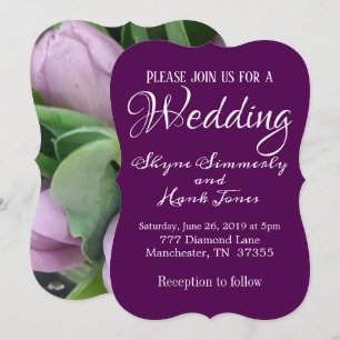 Elegant Ultra Violet Purple Floral Wedding Invitation