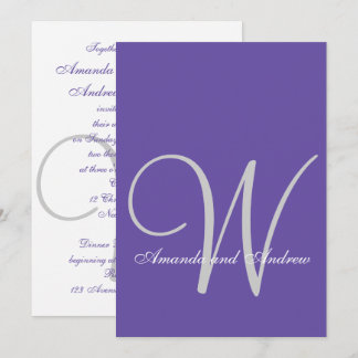 Elegant Ultra Violet Wedding Invitation Initial