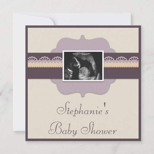 Elegant Ultrasound Photo Neutral Baby Shower Custom Invites
