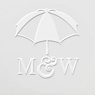 Elegant Umbrella #2 Couple Wedding 2 Initial Mongm Embosser