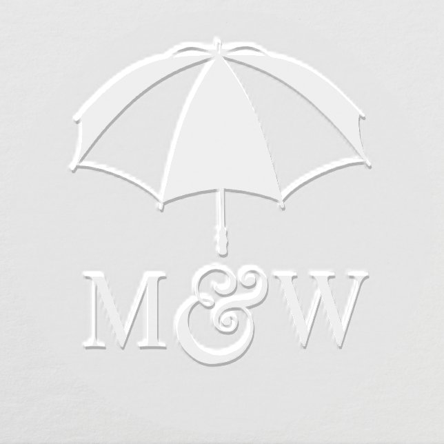 Elegant Umbrella #2 Couple Wedding 2 Initial Mongm Embosser (Design)