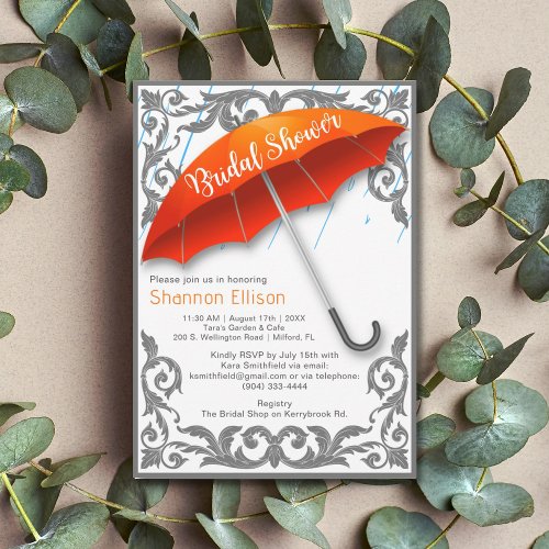 Elegant Umbrella Bridal Shower Invitation