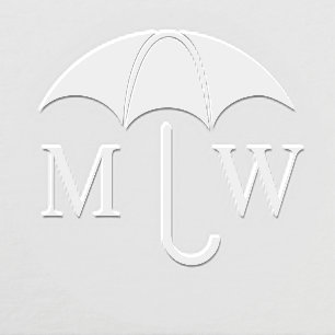 Elegant Umbrella Couple Wedding 2 Initial Monogram Embosser