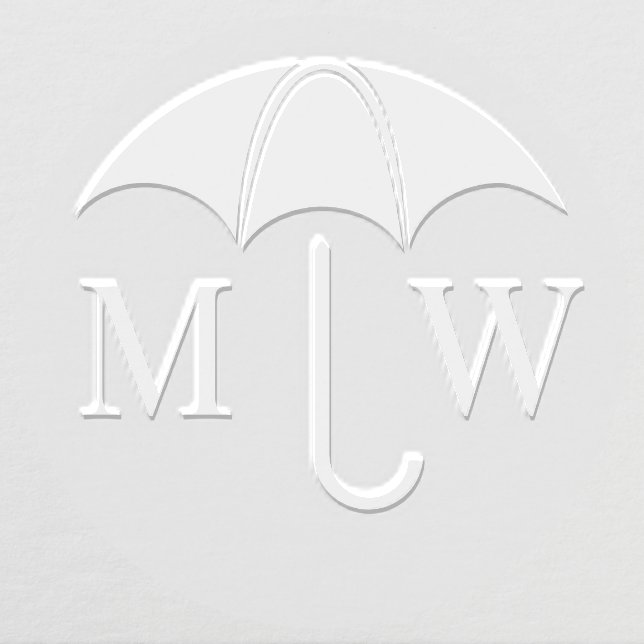 Elegant Umbrella Couple Wedding 2 Initial Monogram Embosser (Design)