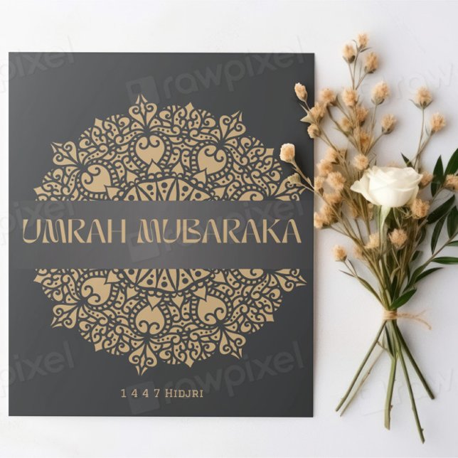 Elegant Umrah Mubarak Greeting Card – Gold Islamic (Creator Uploaded)