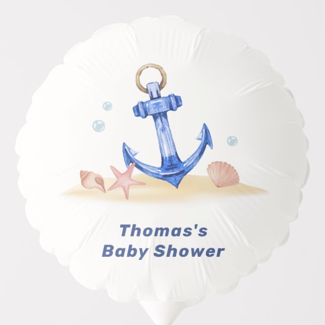 Elegant Under Sea Nautical Anchor Boy Baby Shower  Balloon (Front)