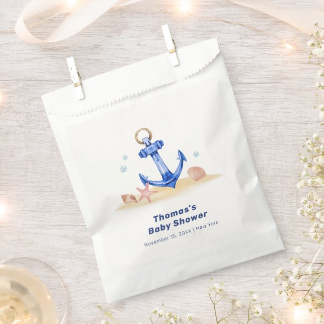 Elegant Under Sea Nautical Anchor Boy Baby Shower  Favor Bag (Clipped)