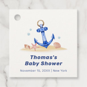 Elegant Under Sea Nautical Anchor Boy Baby Shower Favor Tags