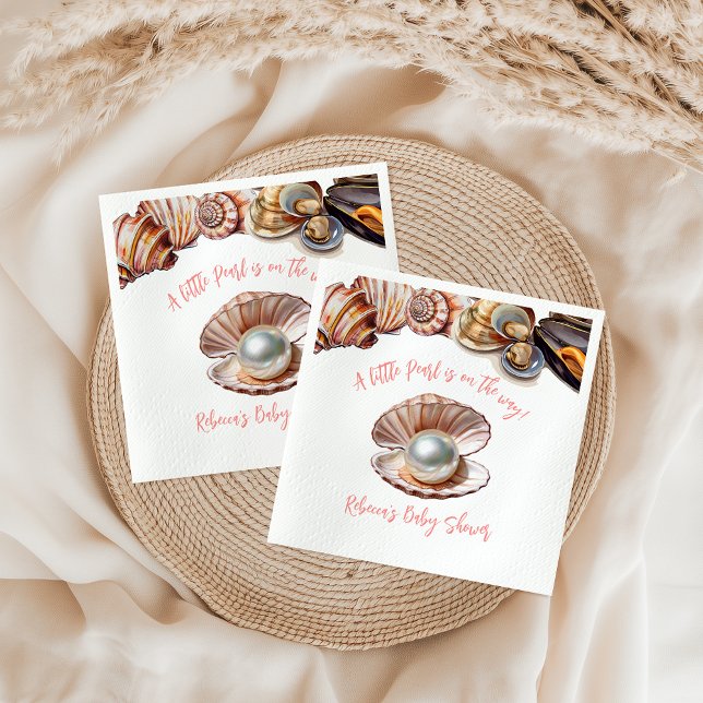 Elegant Under the Sea Girl Pearl Baby Shower Napkins (Creator Uploaded)