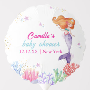 Elegant Under The Sea Mermaid Coral Baby Shower Balloon