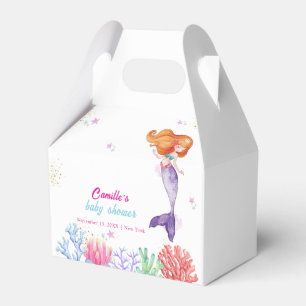 Elegant Under The Sea Mermaid Coral Baby Shower Favor Boxes