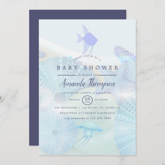 Elegant Under The Sea Ocean Themed Boy Baby Shower Invitation Zazzle Com