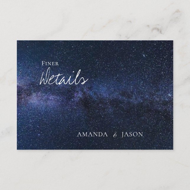Elegant Under The Stars Night Sky Wedding Details Enclosure Card (Back)