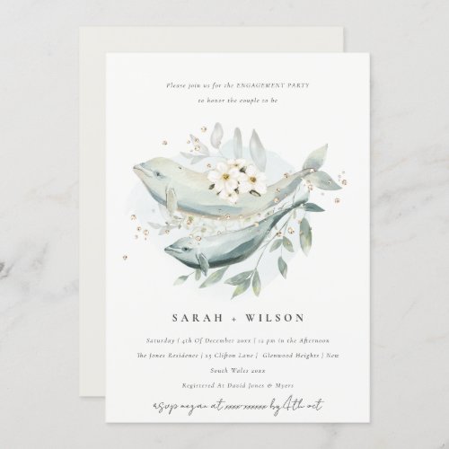 Elegant Underwater Floral Fish Engagement Invite