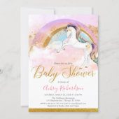 Elegant unicorn baby shower girl pastel rainbow invitation (Front)