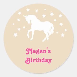 Elegant Unicorn Birthday Favor Sticker