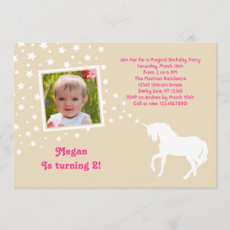 Elegant Unicorn Birthday Party Photo Invitation