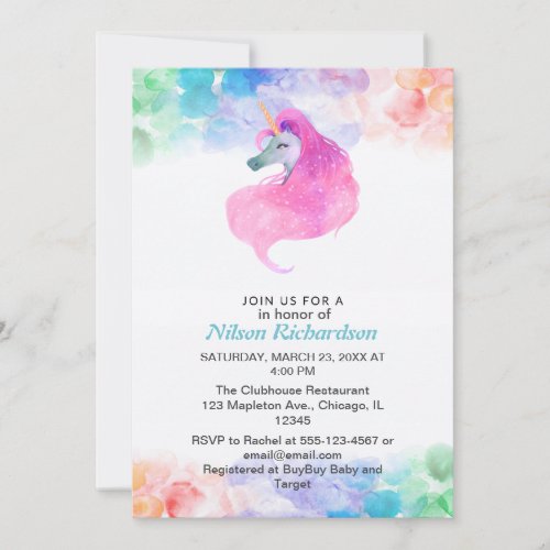 Elegant unicorn invitation