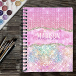 Elegant unicorn pink glitter rhinestone monogram p planner<br><div class="desc">Make back to school fun with this Cute personalised Planner. It is designed with elegant girly iridescent glitter in unicorn rainbow pink colors design on both sides. To make it extra special, it is also monogrammed and personalized with name in pink. click the "customize further" link and use the design...</div>