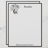 Elegant Unicorn Portrait Sketch Black & Gray (Front/Back)