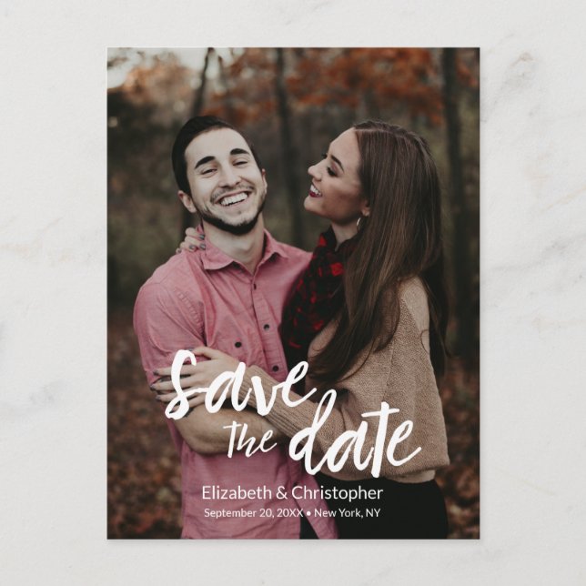 "Elegant Union" Personalized Modern Save the Date  Announcement Postcard (Front)
