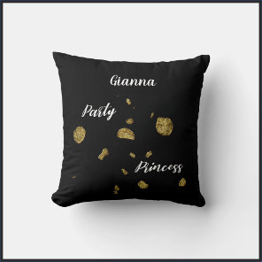 Elegant Unique Black and Gold Princess Throw Pillow