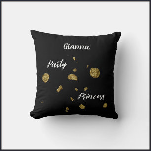 Elegant Unique Black and Gold Princess Throw Pillow